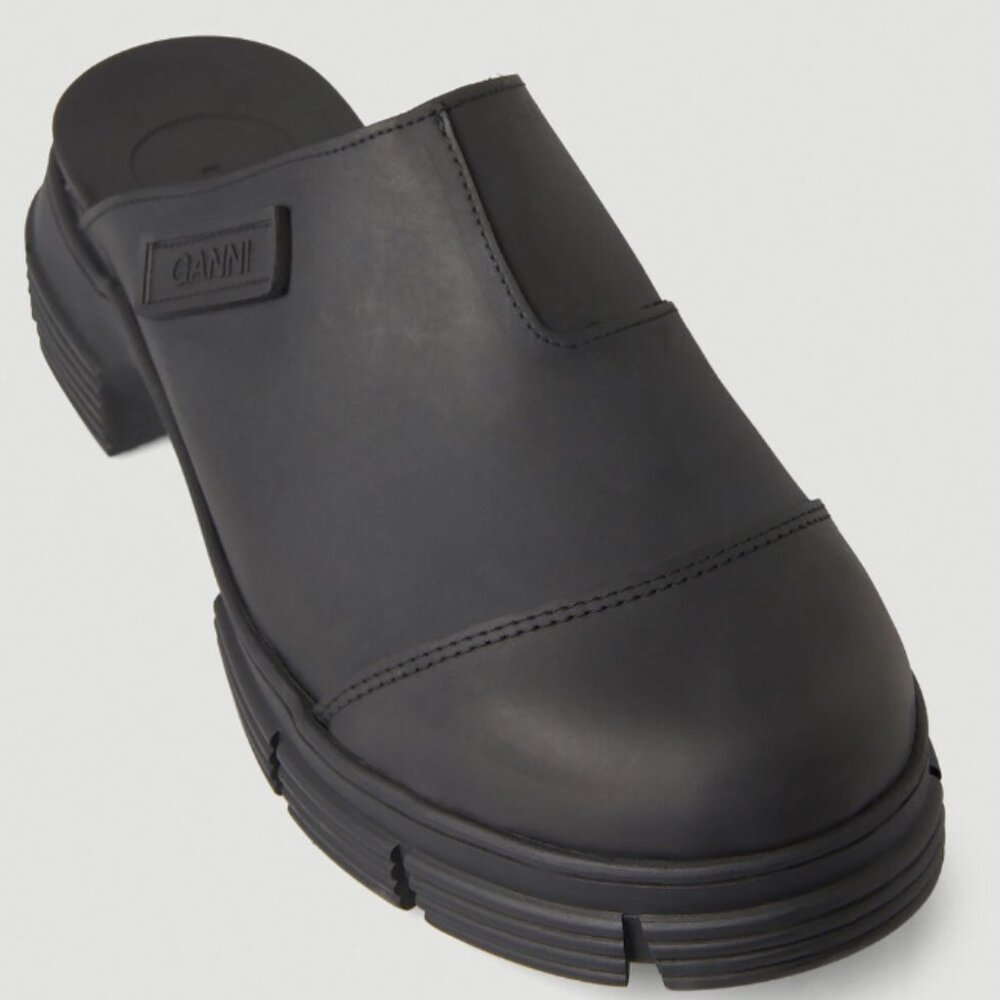 GANNI Recycled Rubber City Mules in Black